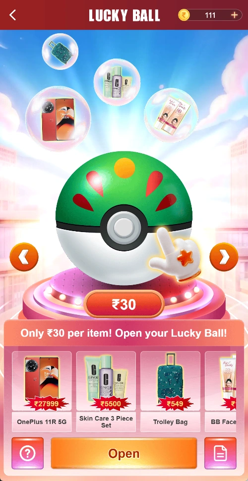 Crown 11 Lucky Ball interface showing available options