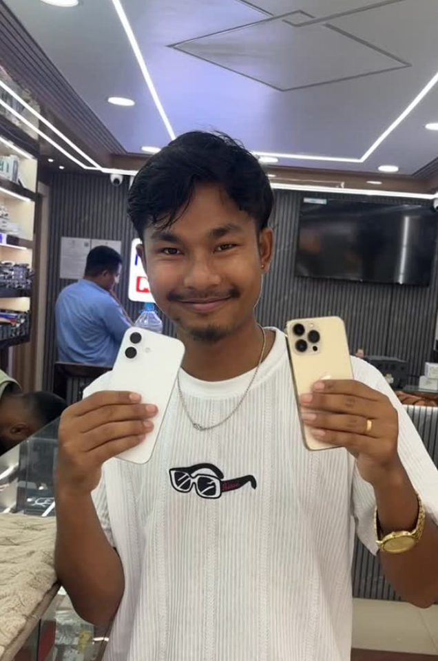 Winner holding phones